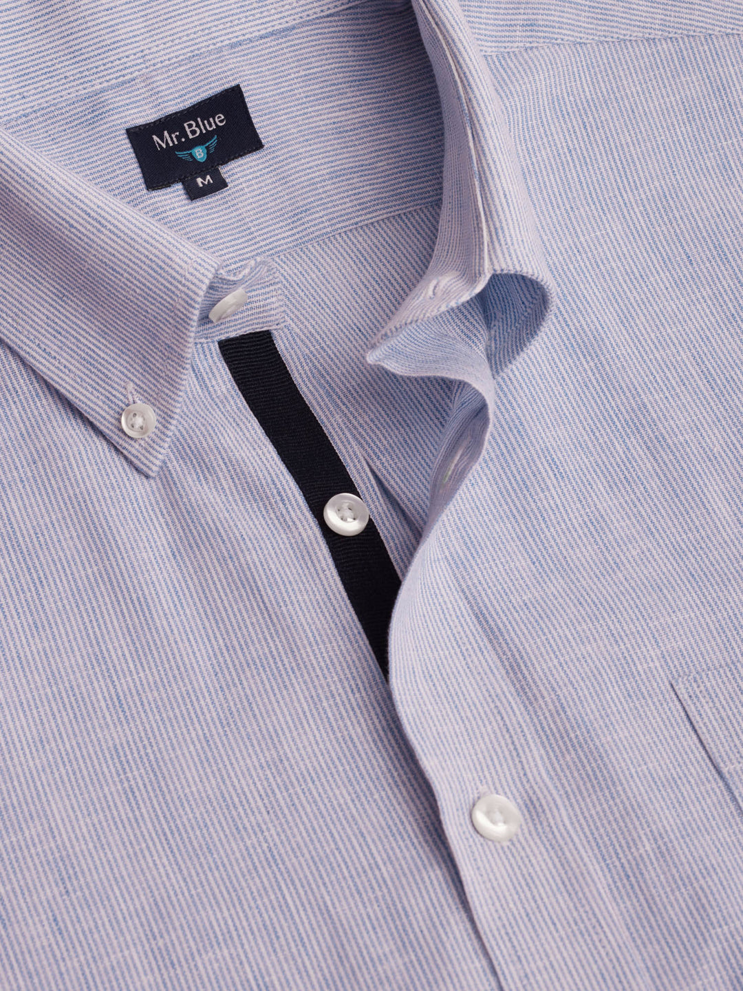 Camisa Regular Fit Linho Azul Mr. Blue