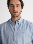 Camisa Regular Fit Twill Azul Mr. Blue